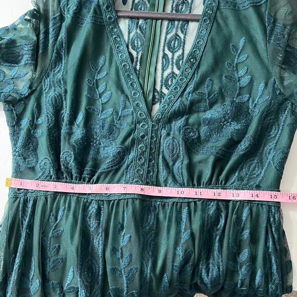 Haute Monde Forest Green Embroidered Dress Size Medium - Picture 5 of 11